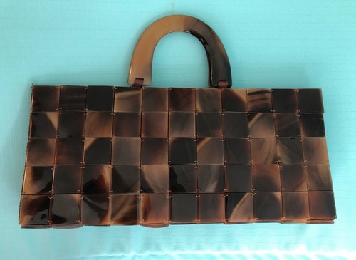 SHIRALEAH Vintage Tortoiseshell Lucite Tile Handb