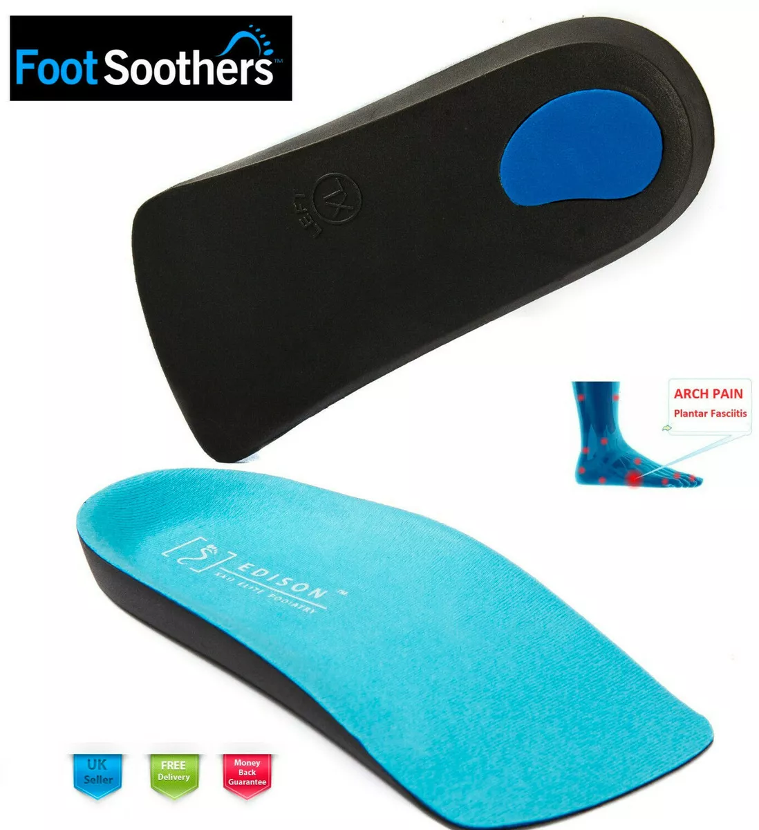 3 4 Insoles Orthotic Plantar Fasciitis Arch Supports Fallen Arches