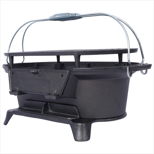 Cast Iron Grill Outdoor, Portable Charcoal Grill and Tabletop Cast Iron Skillet - Picture 11 of 24
