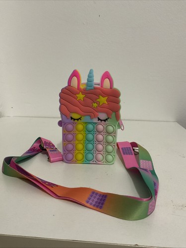 Sac à main licorne arc-en-ciel sac à bandoulière sac à main pop poussoir bulle fidget jouet cadeau enfant