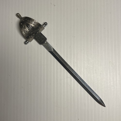 Vintage Etretat Schwert schwarze Akzente Messing & Edelstahl Brieföffner 10" - Bild 1 von 6