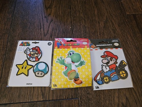 Nintendo Super Mario Licensed Iron On Sewn Patch YOSHI Mario Star New Sealed - 第 1/8 張圖片