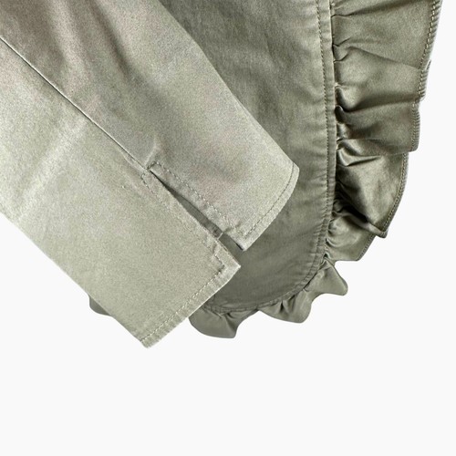 Talbots Olive Green Jacket Ruffle Trim Front Pockets Boho Romantic Size 20W - Picture 6 of 8