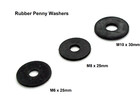 Rubber Penny Washers M6 x 25 M8 x 25 M10 x 30  Black Penny Washers