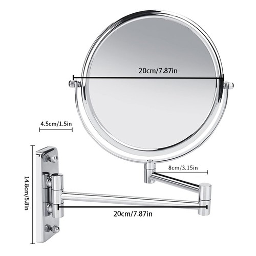 Wall Mounted Extendable Swivel Magnifying Makeup Mirror Shaving Bathroom Mirror - Picture 5 of 10
