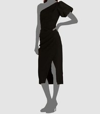 Ralph Lauren Women's Black One-Shoulder Side-Slit Cocktail Dress Size 6