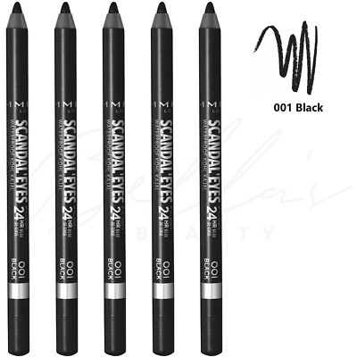 RIMMEL Scandaleyes wasserfester Kohl Kajal Eyeliner Stift - 001 schwarz *5er Pack*