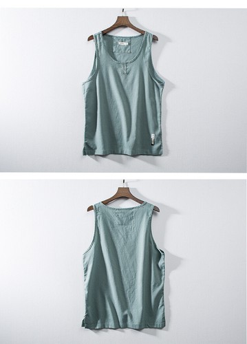 comfort Men Linen Vest Tank Top Casual Summer Comfort Sleeveless Breathable Blou - Bild 10 von 20