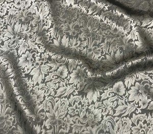 Silk JACQUARD Fabric Teal Scroll BAROQUE 1//3 yard remnant