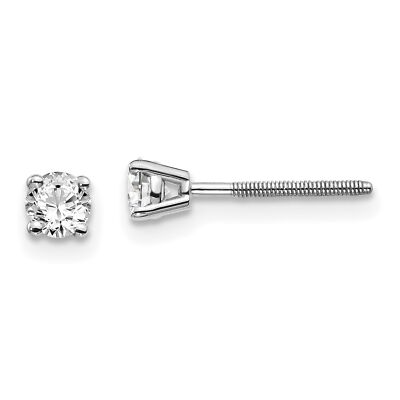 14k White Gold .30ct SI3 G-I Diamond Stud Thread on off Post Mens Earrings