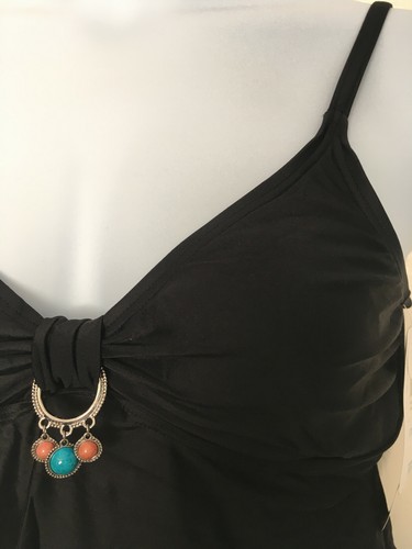 Juego Tankini Christina Negro Reino Unido 12 para tazas C o D tazas forradas de espuma encanto y cuentas - Imagen 3 de 6