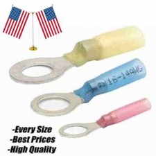22-10 AWG Wire Crimp Connectors Waterproof Heat Shrink Ring Terminals USA