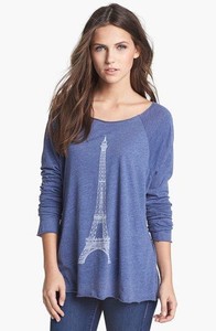 Wildfox-Eiffel-Tower-Print-pullover-shirt-top-sz-small-paris-france