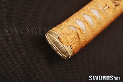 Manico Tsuka Vera Pelle di Raggio in Ottone Bambù 26 cm per Spada Katana Samurai Giapponese - Foto 4 di 5