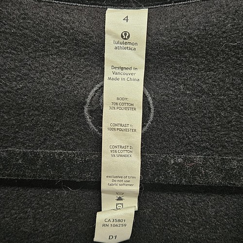 Lululemon Scuba Hoodie Jacket Womens 4 Black Full Zip Fleece Lined Thumbholes - Picture 5 of 11