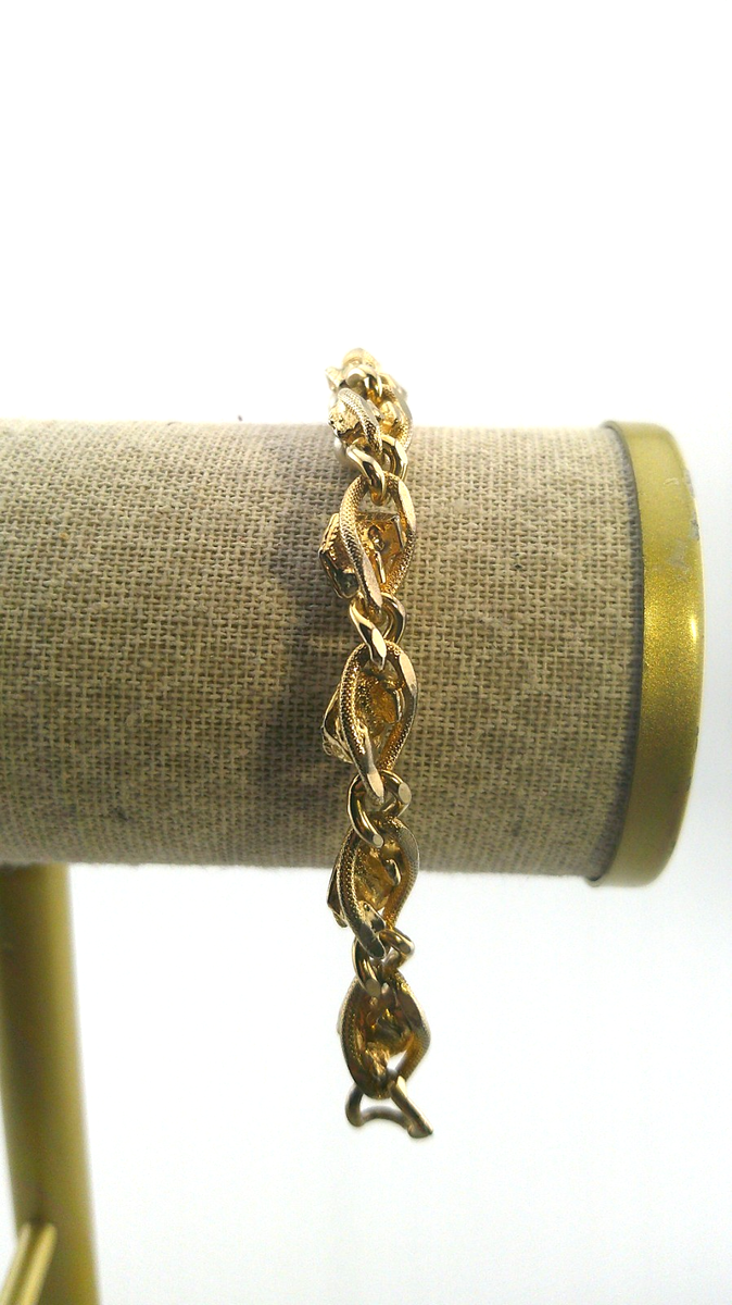 アクセサリー hc USA vintage goldette bracelet VTG Goldette Link Bracelet Gold Tone Faux Pearl 7” Estate