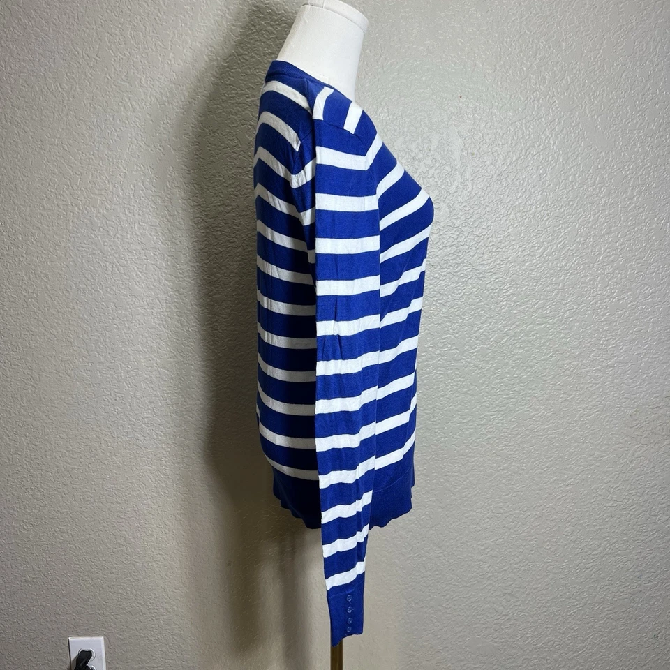 Calvin Klein Sweater Womens M Blue White Stripe Pullover - Image 4 of 4