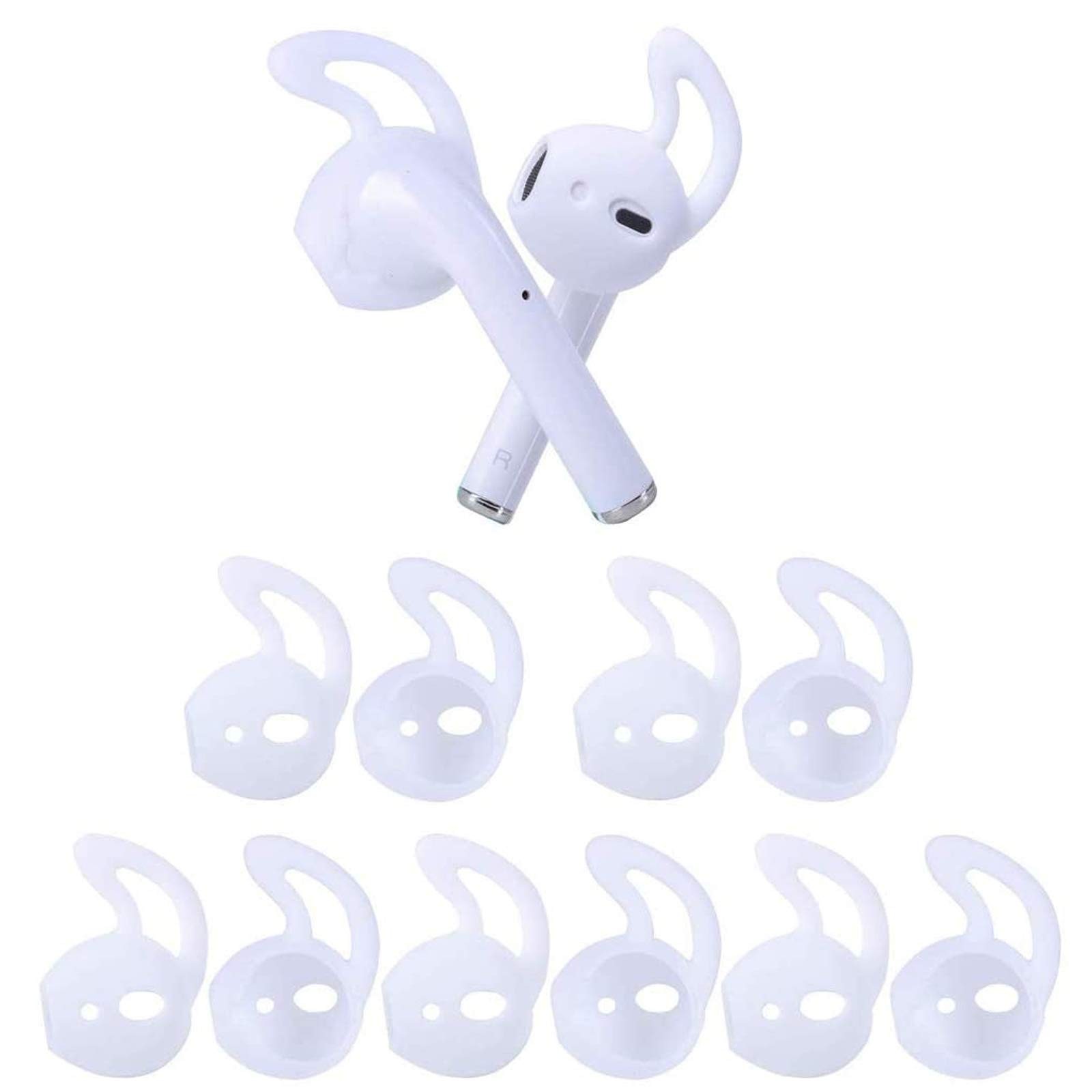 OneCut 5 Pairs Silicone Ear Tips Compatible for AirPods 1&2, Anti-Slip White