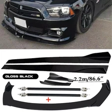 Front Bumper Lip Spoiler Splitter 86.6" Side Skirt Body Kit For Dodge Charger S