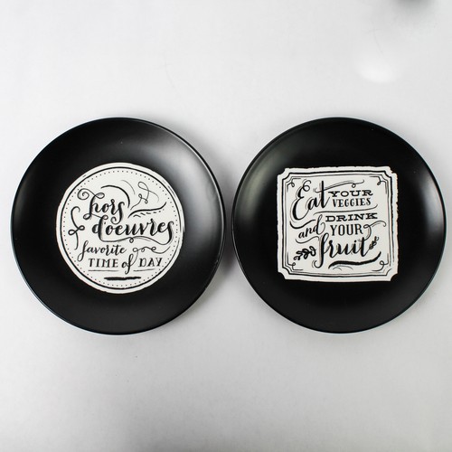 Pier 1 Imports Appetizer Plates Set of 4 In Box Black/White 6" Diameter Ceramic - Picture 3 of 5