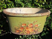 Antique Georgian Kitchen Toleware Footbath with Floral Decoration FREE UK P&P