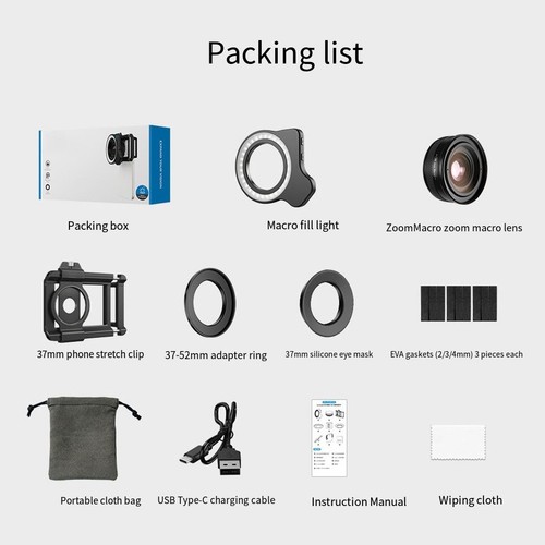 Lot d'objectifs macro pour smartphone avec zoom 1020x et fonction d'éclairage i - Photo 9 sur 12