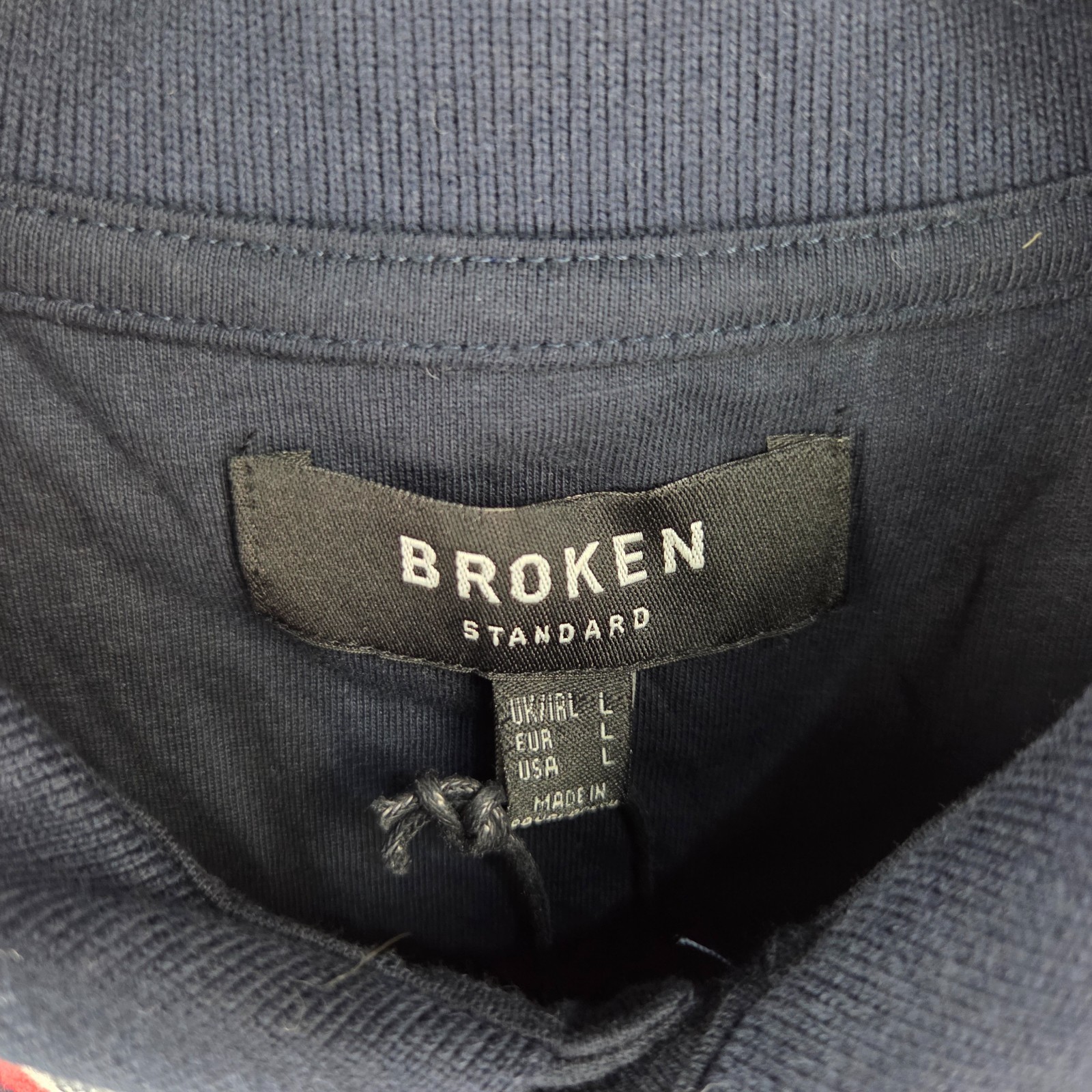Broken Standard Shirt Mens Large Blue Navy Polo Short Sleeve Collared NEW 13764 image 2