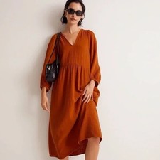 Madewell Gauze Lightspun Vneck Midi Dress L Burnt Clay