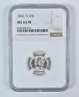 1943-D Mercury Dime MS63 FB NGC Brown Label