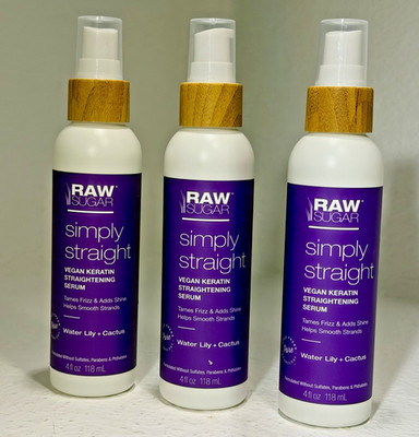 Raw Sugar Simply Straight Keratin Straightening Serum 4oz Lot of 3 - made in USA