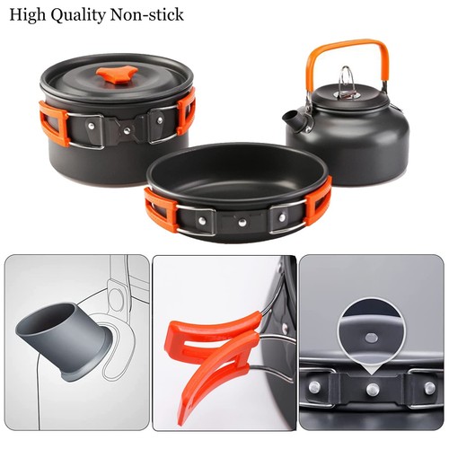 Outdoor Aluminum Camping Cookware Mess Kit, Folding Cookset with Teapot and P... - Picture 2 of 8