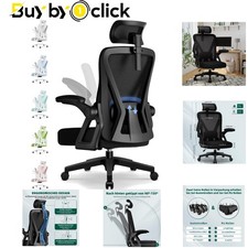 Bürostuhl,Bürostuhl Ergonomisch mit Verstellbarer Kopfstütze,Armlehnen, Lende...