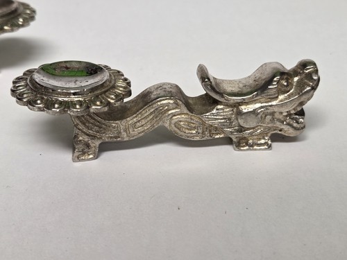 Century Chinese Dragon Brass Figurine Chopstick Spoon Rest Vintage Pair of - Picture 7 of 11