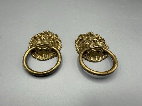 Antique French Lion Mask Draw Handles Gilt Brass Good Size Lovely Detail 20s/30s - Picture 3 of 10