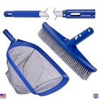 POOLAZA Premium Pool Skimmer Net & Brush Head Set with 50" Durable Aluminum Pole