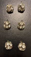 6 Vtg  Rhinestone Buttons Full Round Prong Set Round Fastener Sewing Craft