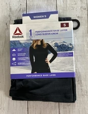 Reebok Women's Performance Base Layer Long Sleeve Crew Top Black Size Small