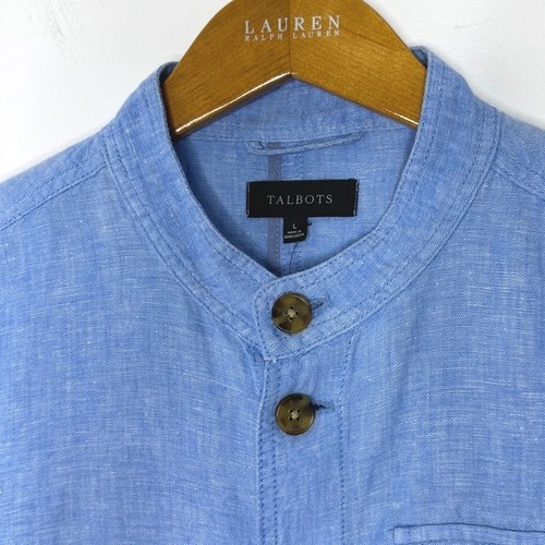Talbots Button Front Jacket Washed Linen New Blue Size Large - Picture 3 of 10