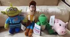 Disney Store Toy Story Bean Bag Plush NWT Alien, Woody, Rex and Hamm.