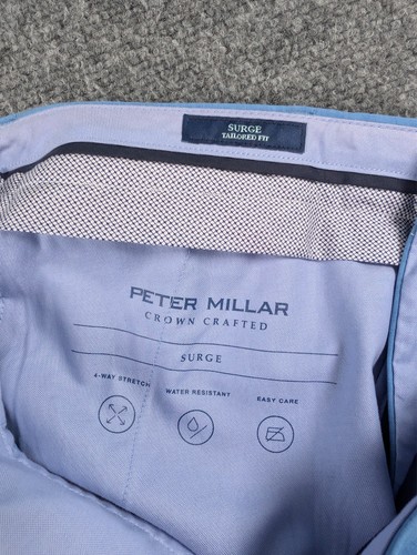 Peter Millar Crown Crafted Surge Performance Trouser Men 32/32 Blue Tailored NWT - Picture 8 of 13