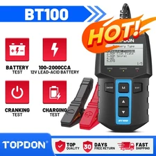 🔋 TOPDON BT100 Digital Battery Analyzer 12V Car Battery Load Tester 100~2000CCA