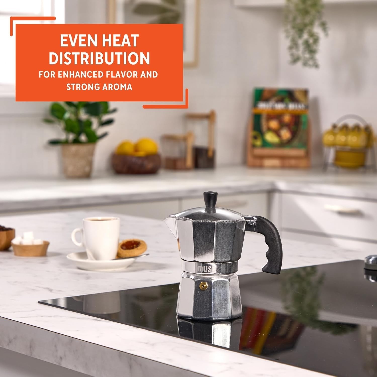Stylish Aluminum Stovetop Espresso Coffeemaker – 3-Cup Capacity, Manual Use