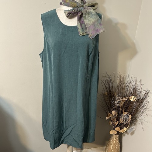 Abito vintage Savvy New York donna 2 pezzi abito corto e giacca sciarpa verde taglia 20WP USA - Foto 2 di 13
