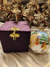 2005 Pier One 2005 Li Bien Hand Painted Glass Christmas Ornament Town Village