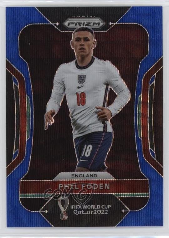 2022 Panini Prizm World Cup Qatar Blue Wave Prizm /199 Phil Foden #93 b6y