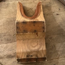 Antique Wood Leather Cowboy Boot Jack Puller Pat Pen Rustic Western Decor