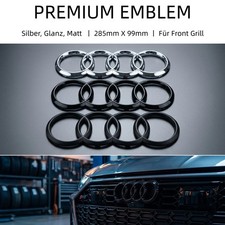 285x99MM Vorne Kühlergrill Emblem Ringe Silber/Schwarz Für Audi A3 A4 A5 A7 A8