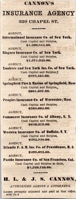 Cannon's Insurance Agency H. L. & J. S. Cannon 1869 CT Clipping TAJ7-H1