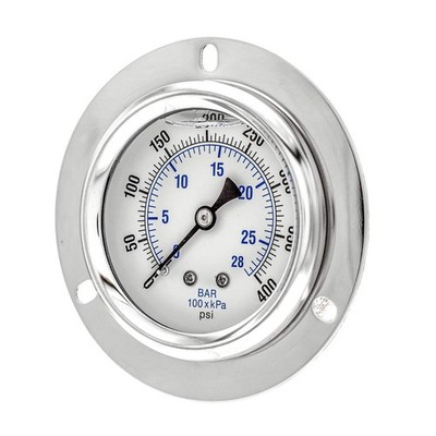 PRO-204L-254I Panel Mount Front Flanged Glycerin Filled Industrial Pressure G...