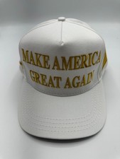 OFFICIAL Cali-Fame MAGA Trump 45-47 White And Gold Made In America Hat One Size